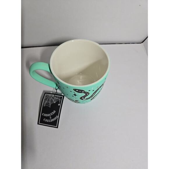 Cobwebs And Cauldron Mug Black Snakes Green Teal Soft Touch Reputation Halloween - Picture 2 of 8